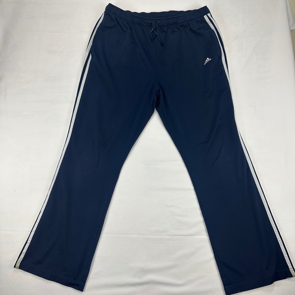 Adidas Men's Track Pants XL Tall Navy Blue 3 Stripe Polyester Athletic - Picture 1 of 8